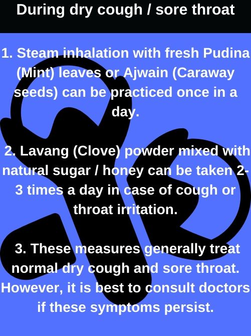 Steps to take during cough/sore throat